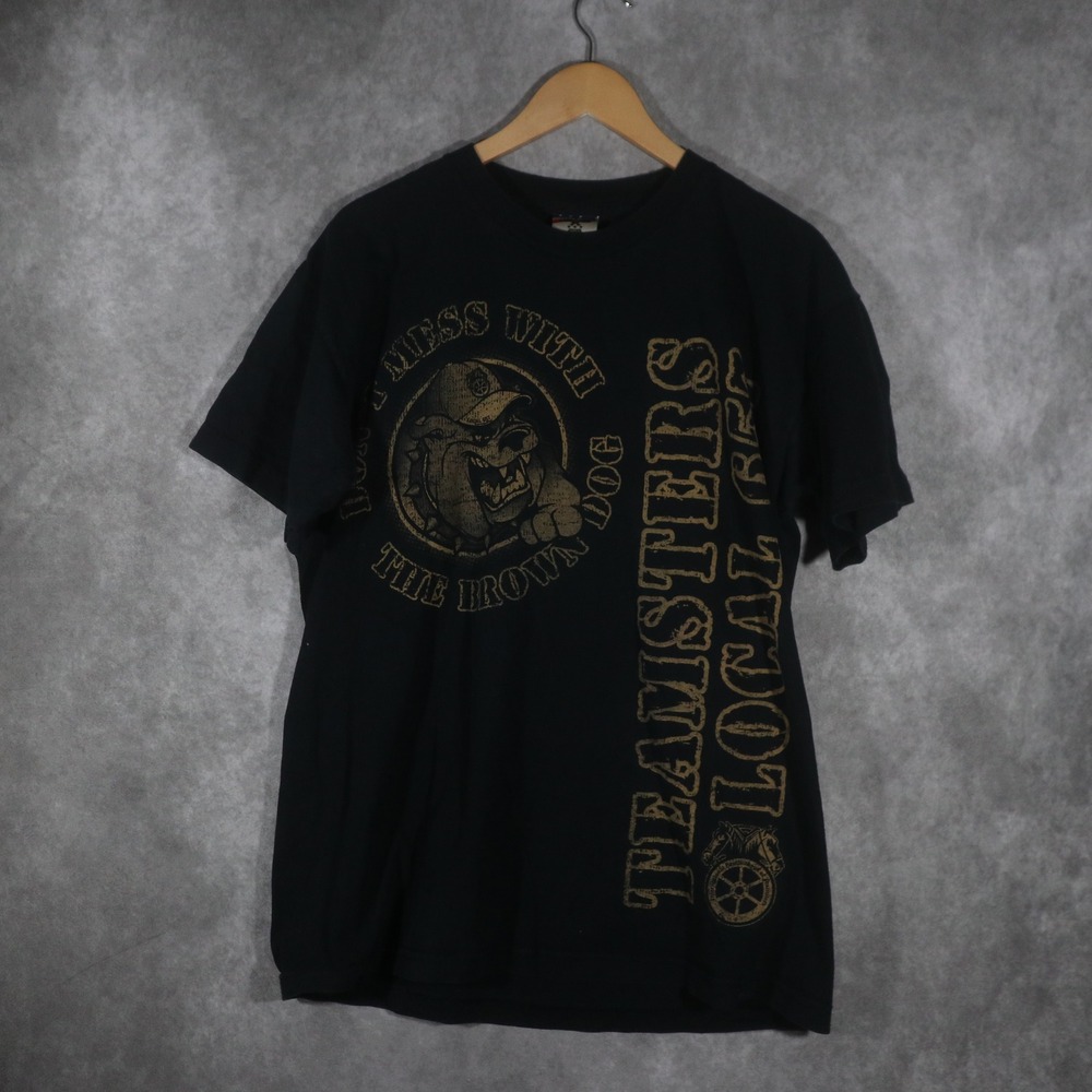 Vintage Teamsters Union Local 657 Bulldog Graphic T-Shirt Black L